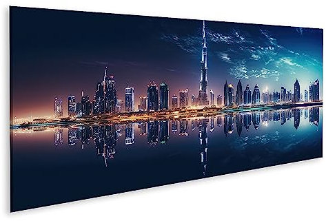islandburner Bild auf Leinwand Dubai bei Nacht Reisefotografie Bilder Wandbilder Poster JCRF-Pano