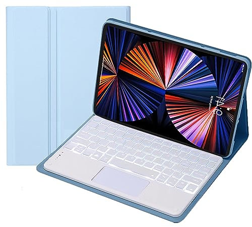HEUCYL Étui avec Clavier Tactile pour Lenovo Tab M10 FHD Plus 10,3 (TB-X606F/TB-X606X) avec Clavier Français Bluetooth Rétroéclairé 7 Couleurs Amovible Magnétique, Étui Fin avec Support,Bleu