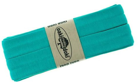 Schrägband Jersey 3m Breite 20mm Oaki Doki Tricot de Luxe Einfassband elastisch über 80 Farben, Farbe:türkisblau