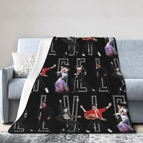 ZALIX Elvis Singer Rock-Presley Decke, ultraweiche, flauschige Fleecedecke für Bett, Sofa, Wohnzimmer, Thermo-Überwurfdecke, 203,2 x 152,4 cm
