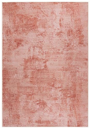 Mazovia Modern Teppich - Abstraktes Vintage Designer Teppich - Waschbar rutschfest Kurzflor - Weich Teppich für Wohnzimmer - Fußbodenheizung geeignet - Apricot 80 x 150 cm