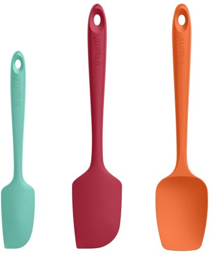 U-Taste Silikonspatel 3er-Set, 315℃ Hitzebeständiger Antihaft-Gummispachtel, Bpa Frei Flexibel Teigschaber & Kuchenschaber zum Kochen Mixen Backen Dekorieren (Bunt)