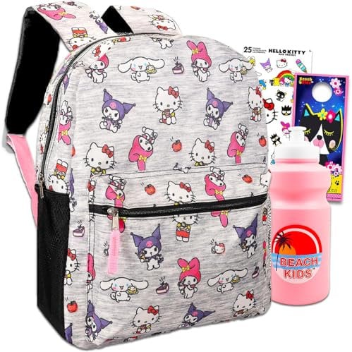 Hello Kitty und Freunde Rucksack f r M dchen B ndel mit 40,6 cm (16 Zoll) Hello Kitty Rucksack mit Fronttasche plus Hello Kitty Aufklebern, Wasserflasche, mehr | Hello Kitty und Freunde