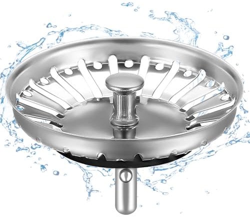 HUAERSICO Colador Fregadero 84mm,Universal Colador Tapón Desagüe Fregadero,Colador Tapón Desagüe Fregadero Cocina,Juntas Adicionales,para Blanco Franke Pieza De Recambio