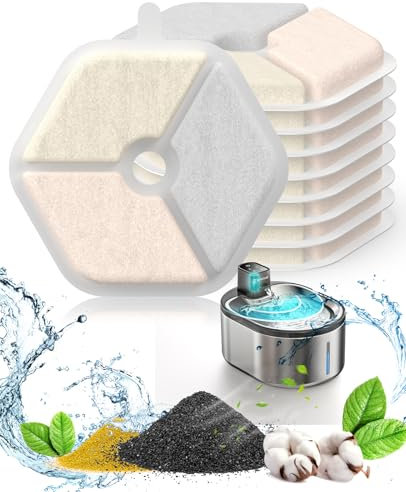 oneisall 9 Packs de filtres de Remplacement pour Fontaine à Chat sans Fil 4L avec détecteur de Mouvement