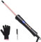 Curling Wand 9mm, Thin Curling Iron Tight Curls for All Hair Types, LCD Display 100-230°C, Ceramic Barrel Small Hair Curling Wand Long&Short, with Glove