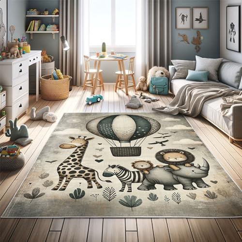 ABAKUHAUS Tiere Dekorativer Teppich, Nostalgie Tierfreunde, Hochwertiger Flächenteppich für Schlafzimmer und Wohnzimmer, 69x114 cm, Dämmerung Dunkles