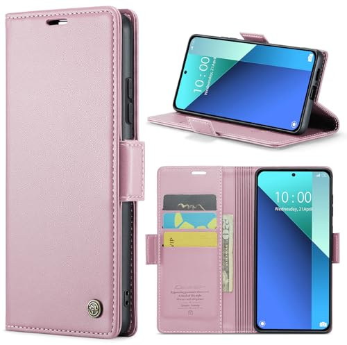 Phernykas Coque Portefeuille pour Redmi Note 13 4G, RFID | 3 Porte Cartes, Housse Flip Cuir TPU Protection, Béquille, Fermeture Magnétique, Anti-traces, Étui Redmi Note 13 4G, doré