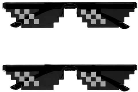 2 Paare Pixel Sonnenbrille, Unisex Mosaik Coole Brille Lustige Party Kunststoff Brille für Männer Frauen Part Dekoration Foto Requisiten Weihnachten Halloween Geburtstagsfeiern Bühnenauftritte