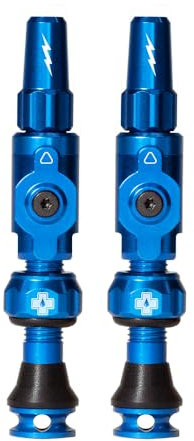 Muc-Off Big Bore Lite Tubeless Ventil, Blau 45 mm - Präzisionsgefertigte Staubschutzkappen mit Revolutionärer Airflow-Technologie - Presta Fahrradventil Kappen für Tubeless-MTB/Road/Gravel-Bikes