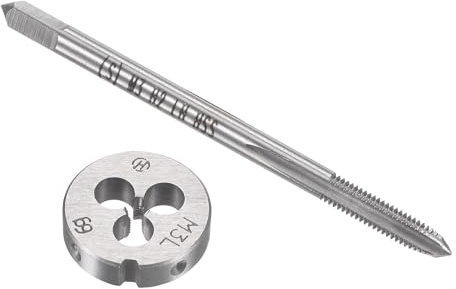 TOP-VIGOR M3 x 0.5mm Metric Left Hand Tap and Die Set, Machine Thread Screw Tap with Round Threading Die, Heavy Duty Tap & Die Kit for DIY, Repair, Cutting External and Internal Thread