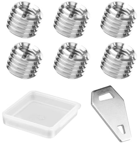 Kiki Fancy 3/8 to 1/4 Adapter Tripod Nuts Set, 6Pcs Tripod Thread Adapters, Camera Convert Screw Adapter, Stainless Steel