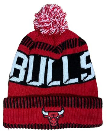 Outerstuff NBA Kinder Jugend 8–20 Einheitsgröße, Team-Farbe, Primär-Logo, Sport-Tech-Strick, Basketball-Mütze für kaltes Wetter, Chicago Bulls - Rot, Einheitsgröße
