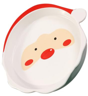 MOLUCKFU Weihnachtsteller Keramik Weihnachtsmann Form Servierplatte Dekorativ Für Steak Gemüse Salat Langlebig Und Bruchfest Für Weihnachten Und Festtagsfeiern