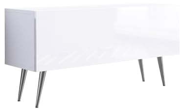 3E 3xE living.com TV-Schrank in Farbe mattweiß/glänzend weiß, Chrombeine, A: B: 100 cm, H: 52 cm, T: 32 cm,