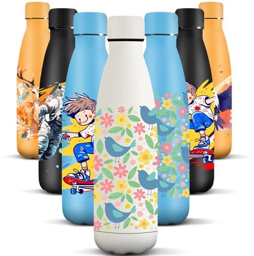 HoneyHolly Botella Termica, 500 ml sin BPA, Botella Agua Acero Inoxidable, Doble Aislamiento, Cantimplora, A Prueba de Fugas, Acero Inoxidable 18/8, Cantimplora Termica para Deportes, Escuela, Yoga