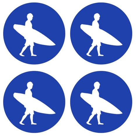 Sammys Shirt Store Surfer Surfen Wellen Surfboard Kennzeichen-Vinyl-Aufkleber 4Stück für EU-Kreis