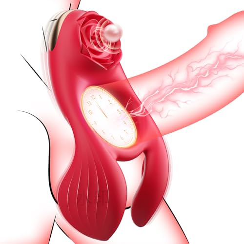 Vibrating Cock Ring Couples Game Sex Toys for Men Women, Male Penis Ring Silicone Sleeve Adult Toys Rose Tool with 3 Motor & 7 Vibrations for Clitoral Testicle Dual Stimulation Sensory Pleasure Toy