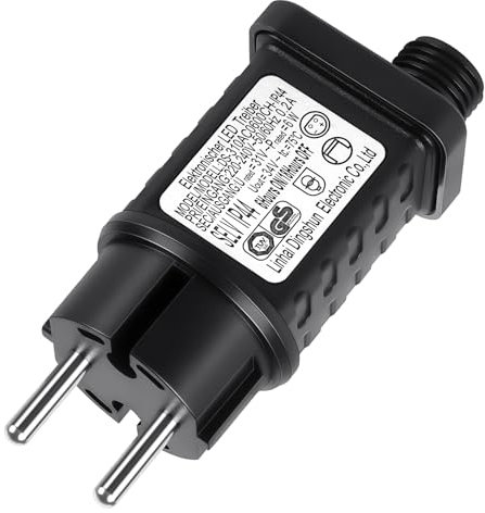 AXFEE 31V 6W Fuente de Alimentación LED, Transformador Luces Navidad, IP44 Transformador Luces LED, Transformador Luces Navidad Exterior, 8 Modos, para Luces Navideñas, Luces de Cortina