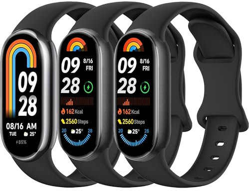 Vancle 3 pezzi cinturini per Xiaomi Mi Smart Band 8 / Xiaomi Mi Band 9 Cinturino in Silicone Morbido Cinturini Regolabile Sport Cinturino di ricambio per Xiaomi Smart Band 9 / Mi Band 8 Cinturino