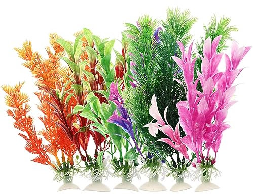 DRESSOOS 6pcs Aquarium Pflanzen Gefälschte Pflanzen Dekorative Faux Pflanzen Harz Sicher Dekorationen