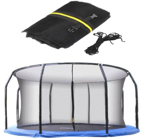 Trampolin Sicherheitsnetz 305 366 427 cm Ersatznetz Tampolin innenliegend Netz mit Reißverschluss und Schnallen, Schutznetz für Gartentrampolin, für 6/8 Stangen, Netzhöhe 170 cm (305cm (6 Stangen))