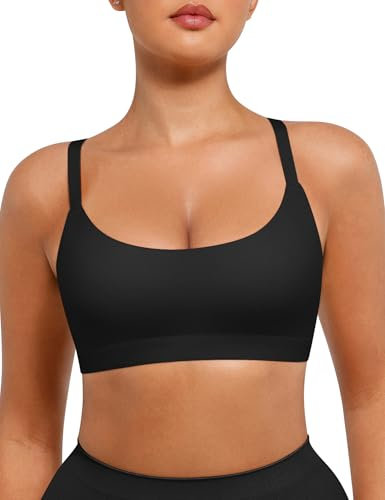 FeelinGirl BH Damen Ohne Bügel Bequemer Bügelloser Ungepolstert Bralette Bustier mit Breiten Verstellbaren Trägern Schwarz L