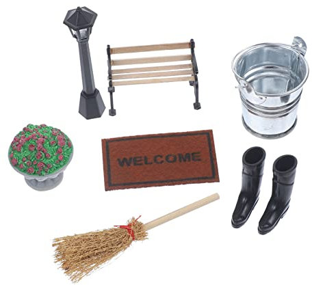 KONTONTY 1satz Miniatur Garten Dekoration Set Mit Zubehör Resin Figuren Für Park-szenen Künstliche Bank Und Gartenmöbel Und Außenbereich Geeignet