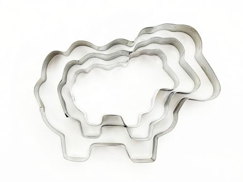 Selecto Bake 3 Stück Bauernhof Schaf Lamm Ausstechformen Set Edelstahl Keksstempel Sandwich Cutter Fondant Kuchenform Keks Presse