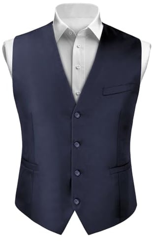 BSBUY Gilets Costume Homme, 3/1PCS Ensemble Paisley Floral Jacquard avec Mouchoir Pocheet Cravate/Couleur Unie Classique Gilets sans Manches à col en V, Gilets Mariage, Costume D'affaires(M~XL)