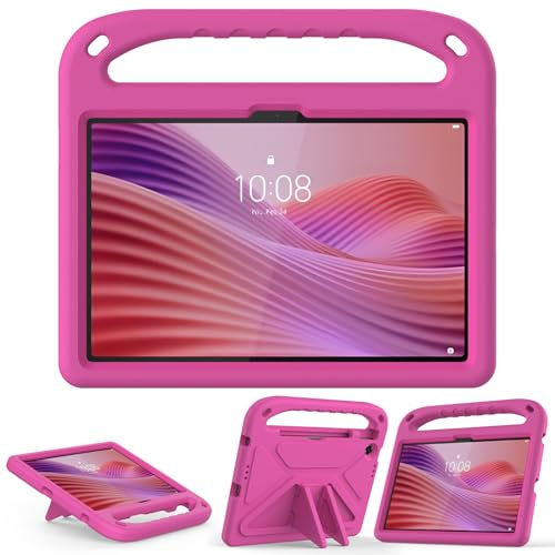 XunyLyee Niños Funda para Lenovo Tab 10.1 Tablet Capa TB311XU /TB311FU | 10.1 Pulgadas Tablet 2025, Soporte Función con asa a Prueba de Golpes Funda, Rosa