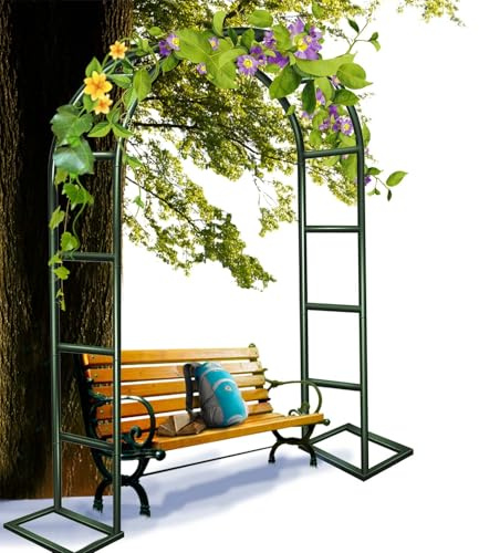 Metall Gartenbogen für Kletterpflanzen Outdoor Hochzeit Laube Spalier 200-230cm Höhe Eisen Rosenbogen in Grün/Weiß/Braun/Schwarz Perfekt für Innenhöfe und Gärten