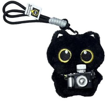 HUVZOR 1 pièce Porte-clés en forme de chat en peluche pour femme - Peluche chat noir,Adorable animal kawaii - Cadeau d'anniversaire(A)