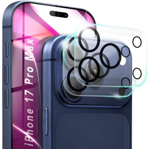 NALIA 2x Kameraschutzglas für iPhone 17 Pro Max - Schutzglas, Transparent | Blitz ohne Grauschleier, Scharf bei 4K-Video, Vollflächige Haftung, Zuschnitt minimal kleiner als das Modul