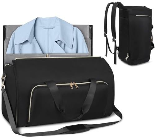 Duffle Garment Bag for Travel - 2 in 1 Carry-On Convertible Suit Bag | Men Women Business Hangable Suitcase, Portable Luggage Organizer Work Trips, Plegable | with Multifunction Use Suits Shirts,