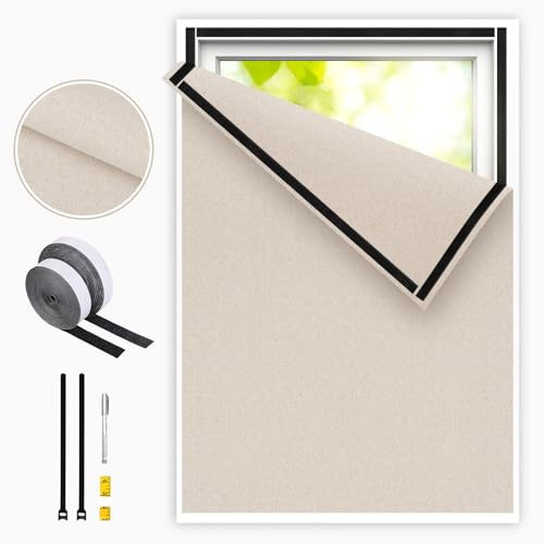 Edonkvi Tenda Oscurante Finestra,Tenda Lucernario Termiche,Telo Oscurante per Interni Senza Fori,Tendina Oscuranti Finestra Materiale di Lino,Tessuto Scuri per Finestre Interno,100% Blackout Curtains