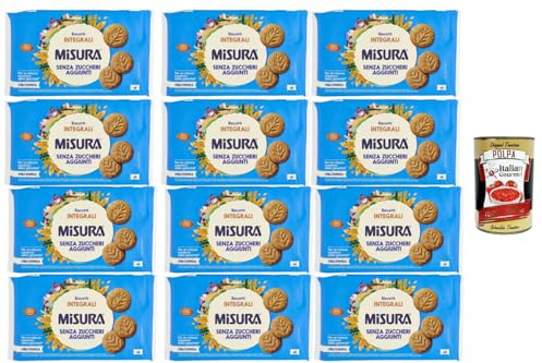 Italian Gourmet - Dolcesenza, Vollkornkekse ohne Zuckerzusatz – 12 x 280 g, knusprige Frühstückskekse aus Vollkornmehl, ideal zu Kaffee & Tee, Snack für unterwegs, Großvorrat + Italian Gourmet Polpa
