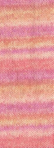 LANA GROSSA Gomitolo Mambo | Flauschig Baumwollgarn mit Streifen-Farbverlauf aus dem Knäuel | Handstrickgarn aus 100% Baumwolle (Bio) |100g Wolle zum Stricken & Häkeln | 240m Garn FB 2042