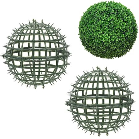 JOYWU Topiary Ball Frames Set of 2, Plastic Plant Support Cages, Artificial Grass Ball Frame for DIY Flower Arrangement, Moss Ball Holder for Wedding Home Garden Decoration (20cm/8in)