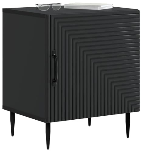 vidaXL Nachttisch Schwarz 43 x 34,5 x 50 cm Holzwerkstoff, Vintage Nachttisch, rechteckiger Stauraum, kompakter Beistelltisch, Elegantes Schlafzimmermöbel, praktischer Organizer