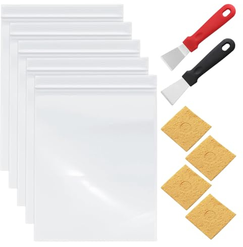 11PCS Oven Cleaning Kit with Bags - Including 16x24 Soaking Bags, Scrapers, Sponges, for All Oven Rack Sizes, No Mess Cleaning