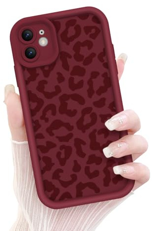 Newseego for iPhone 11 Case Cute Leopard Print Design, Burgundy | Aesthetic Cheetah Animal Pattern, for Girls Women, Soft TPU, Shockproof Cover, Full Camera Protection, Anti-Scratch