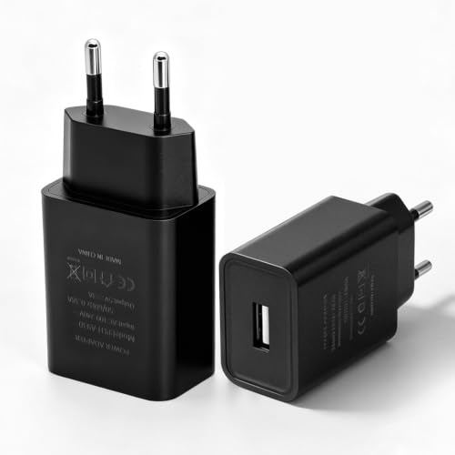 2 Stück USB Netzteil 5V 3A 15W Euro Stecker Ladegerät Steckdosenadapter | Ladestecker für Handy,Monitor,Kopfhörer,Tischleuchte,E-Book Reader,Tablet Kinder - Schwarz
