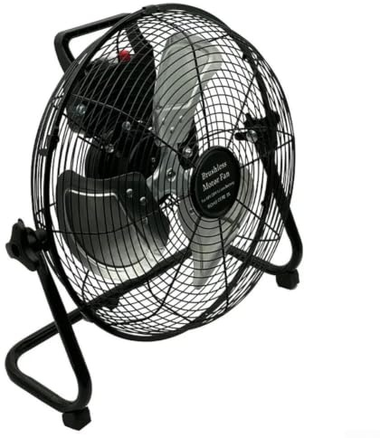 Chrom-Bodenventilator, kabelloser Bodenventilator mit bürstenlosem Motor, 35,6 cm tragbarer Hochgeschwindigkeits-Ventilator, 4 Geschwindigkeiten einstellbarer Winkel, kompatibel mit 18 V 20 V