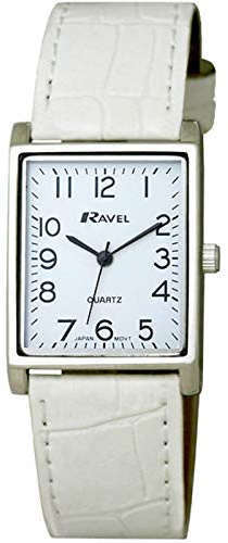 Ravel Damen Armbanduhr, Analog, weißes PU-Armband, weißes Zifferblatt, R0120.04.1