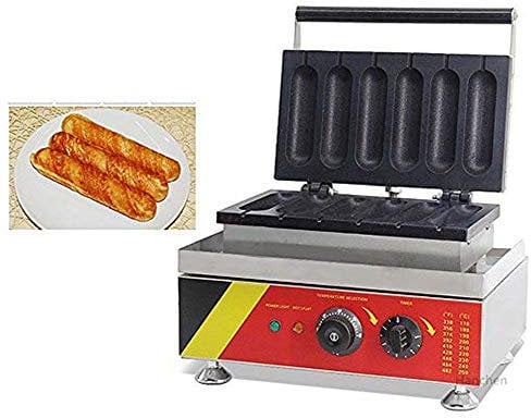 Hanchen Muffin Hot Dog Maker Baker Commercial Hot Dog Machine 6 PCS No-Stick Waffle Maker for American corn dog |Cream stick NP-530 with CE 220V
