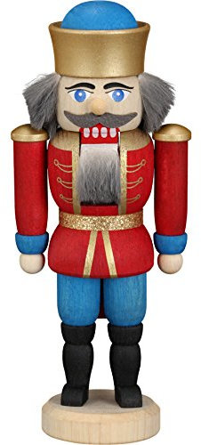 Schiaccianoci Ré rosso, 12 cm di altezza, originale Monti Metalliferi dell'arte tradizionale di Seiffen 11401/1