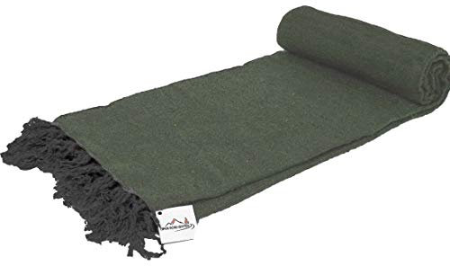 Open Road Goods Handgefertigte einfarbige Yoga-Decke – dicke mexikanische Decke oder Überwurf – hergestellt für Yoga! (Olivgrün)