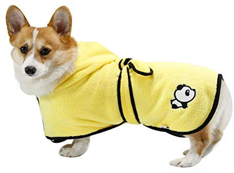 BT Bear Hunde-Bademantel, Mikrofaser, wasserabsorbierend, schnelltrocknend, für mittelgroße Hunde und große Hunde (L: Rückenlänge 60 cm)