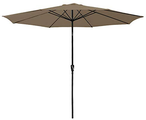 Happy Garden Parasol droit HAPUNA rond 3,30 m de diamètre taupe avec manivelle. Parasol droit inclinable.